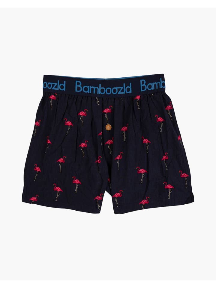 NAVY MENS FLAMINGO BAMBOO BOXER SHORT for wholesale on Faire1