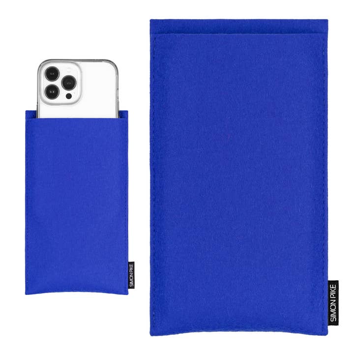 Funda para teléfono móvil de fieltro de lana azul «Boston» para venta al por mayor de Simon Pike