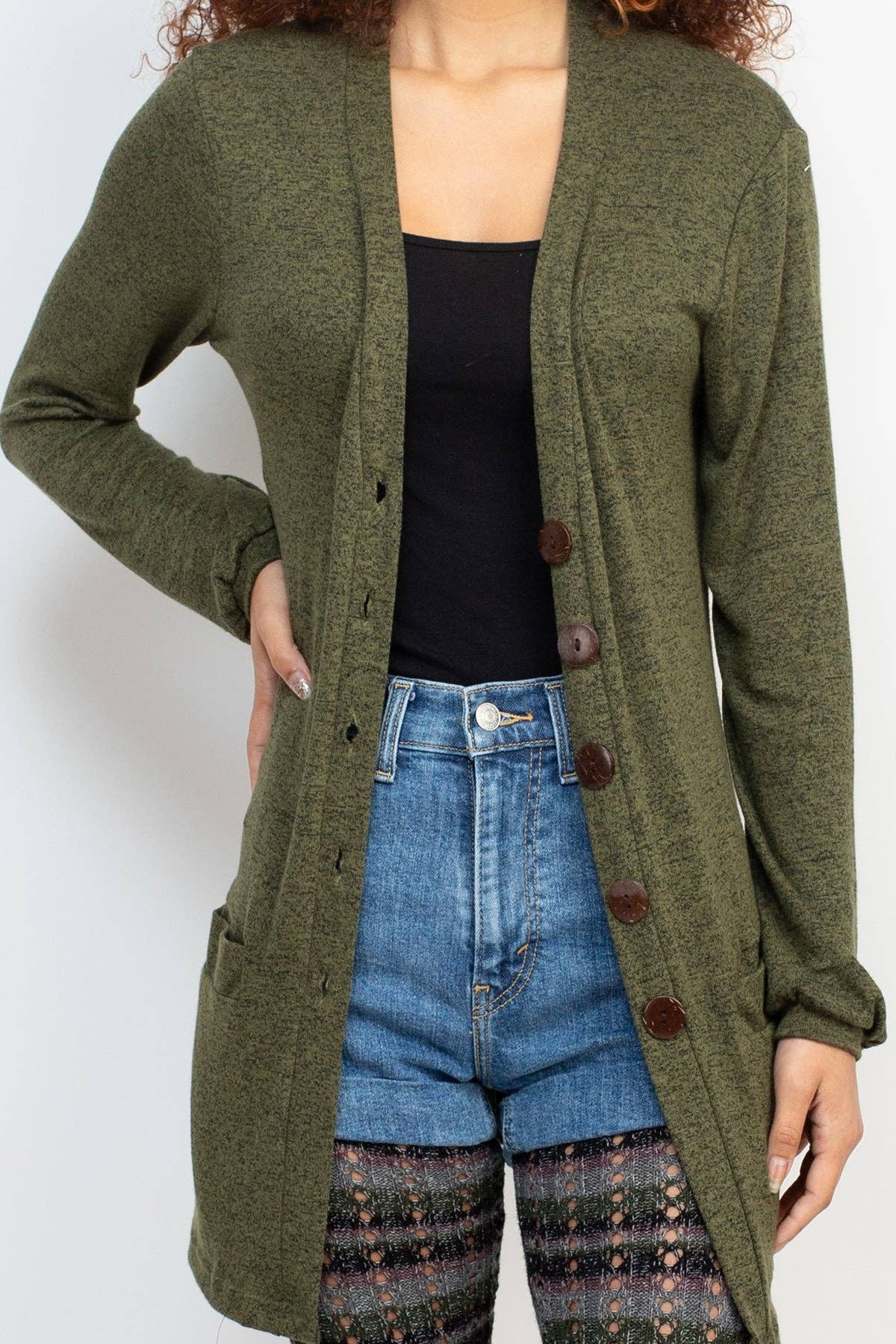 Lakhays Collection Inc. - Wholesale Cardigan - Women's - Floral Moth Long Button Cardigan4