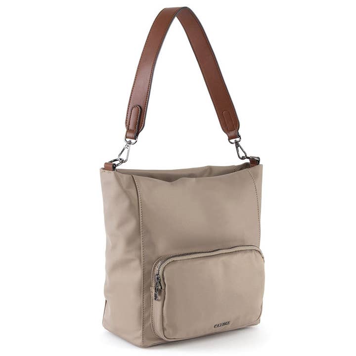 taupe Schoudertas van Erium-nylon voor dames Taupe voor groothandel op Faire2