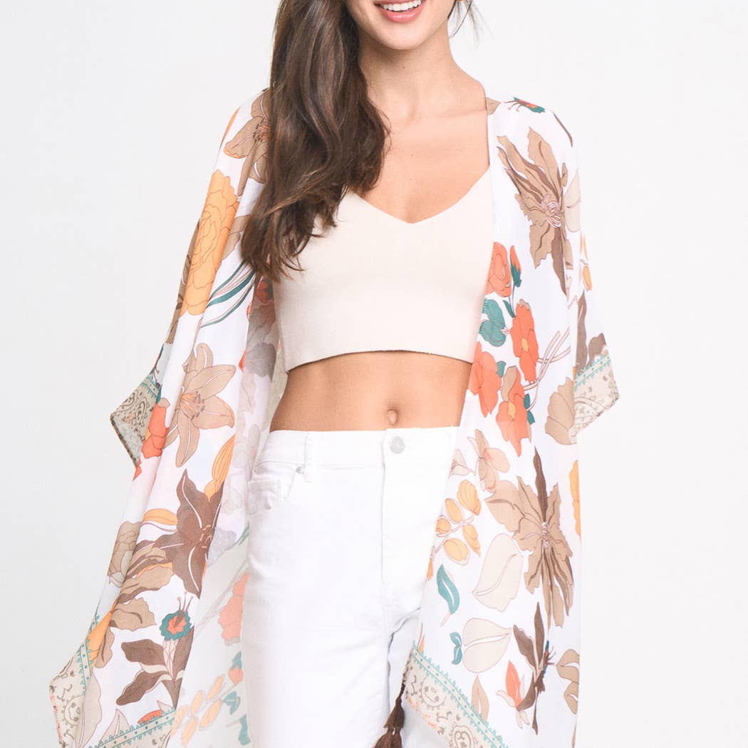 Fashion City - Wholesale Kimono - Women's - Oriental Floral Printed Kimono1
