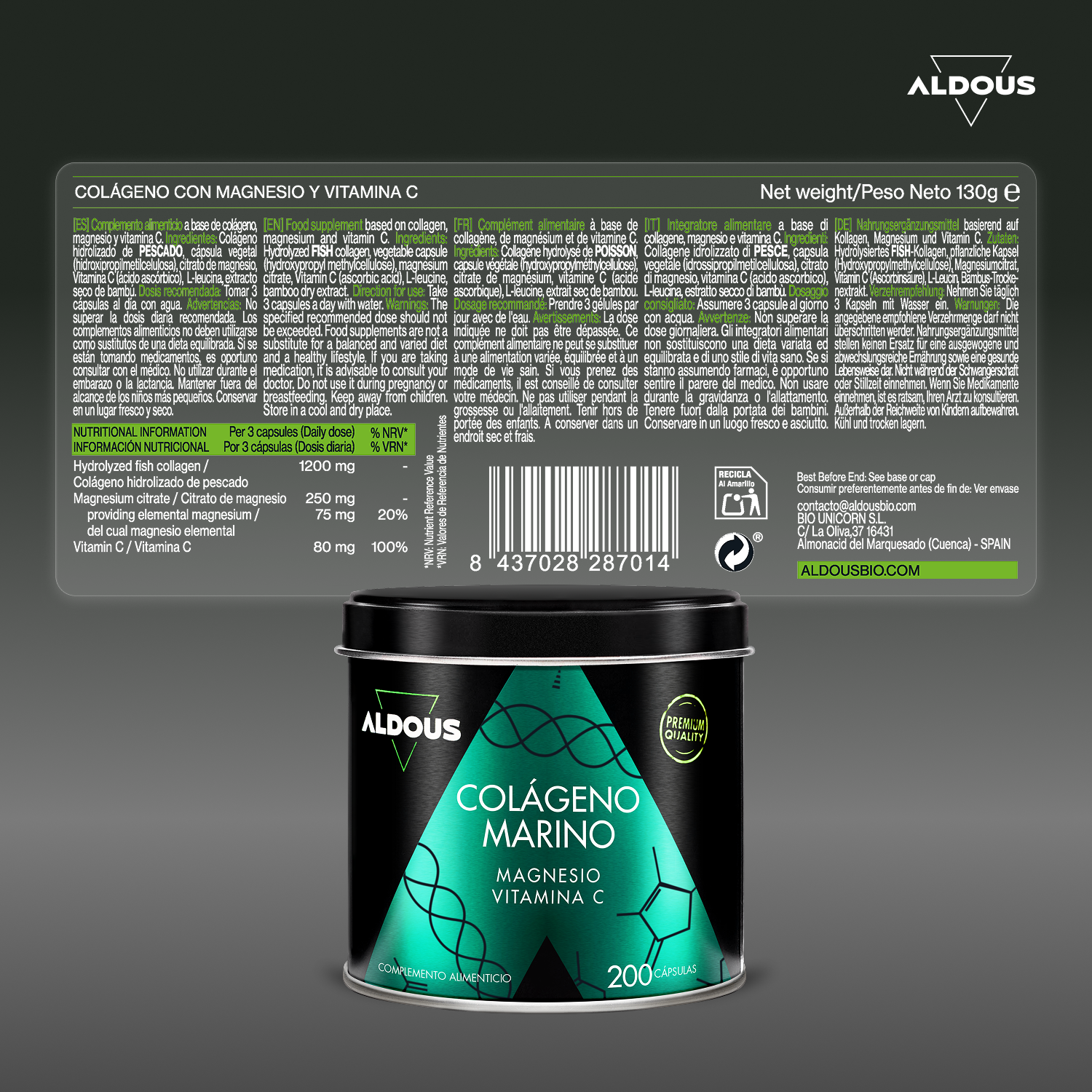 Aldous Bio - Wholesale Oral Supplement/Vitamin - Pure Hydrolyzed Collagen with Magnesium and Vitamin C Aldous5