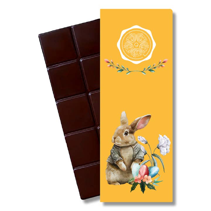 Chocolat de Pâques bio PUR 50% + pâte de noisettes "Lapin de Pâques" pour la vente par Chocqlate
