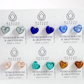 Heart Murano Glass Sterling Silver Earring - Assorted Colors for wholesale by Alice Sturzinger LLC