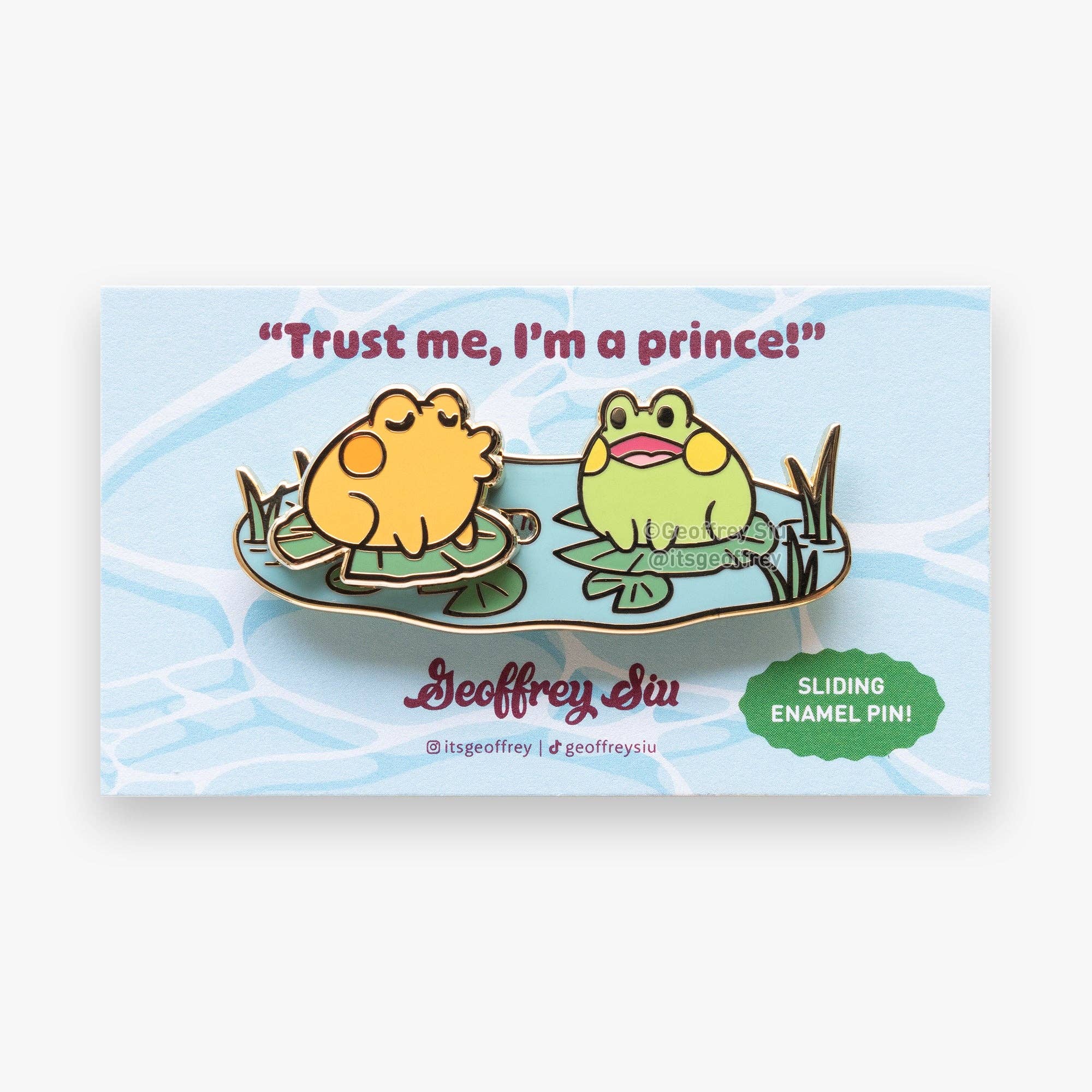 Geoffrey Siu Art LLC - Wholesale Lapel Pin/Button - Kissing Frogs Sliding Hard Enamel Pin3