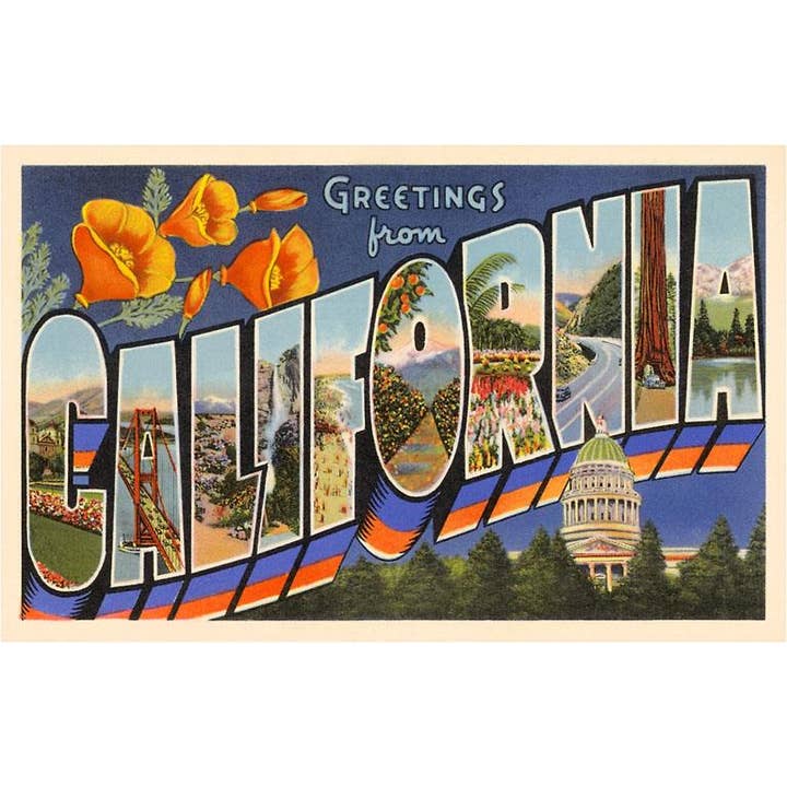 Found Image Press - Vente Cartes postales - Carte postale CA-02 Salutations de Californie