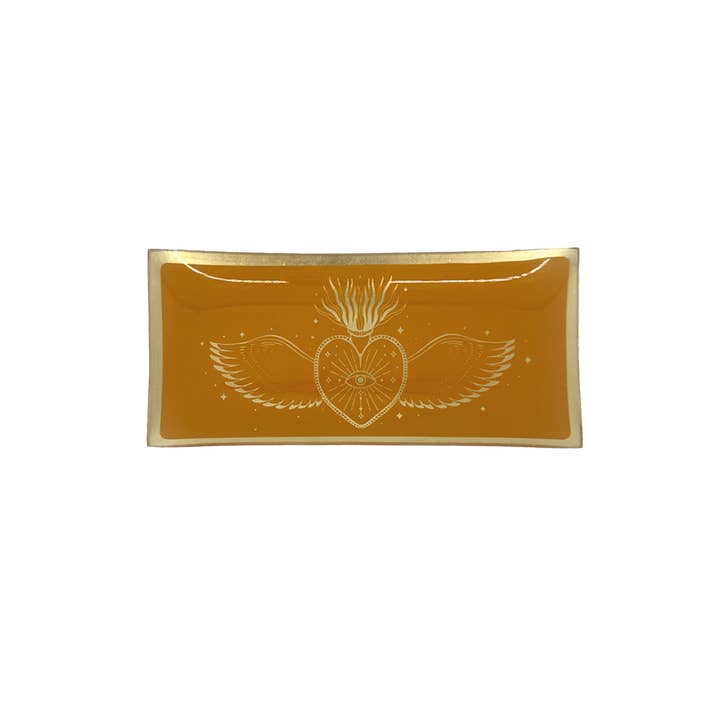 Rectangular brown-orange Ex-voto tray L21.2 W10.2 H1.2cm for wholesale by Opjet Paris