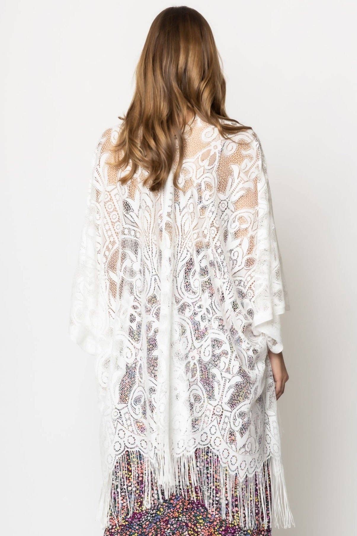 Ellison+Young - Vendita all'ingrosso Kimono - Donna - Elegante kimono con frange in pizzo9