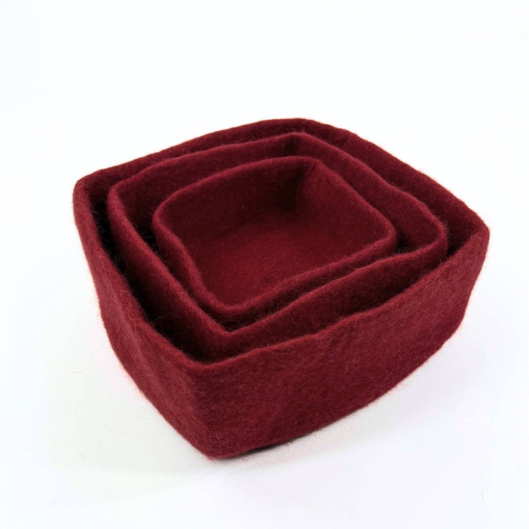 Humble Hilo - Venta al por mayor Bandejas/platos/boles decorativos - Humble Hilo Cuencos de Fieltro Hechos a Mano, Juego de 3 Cuadrados22