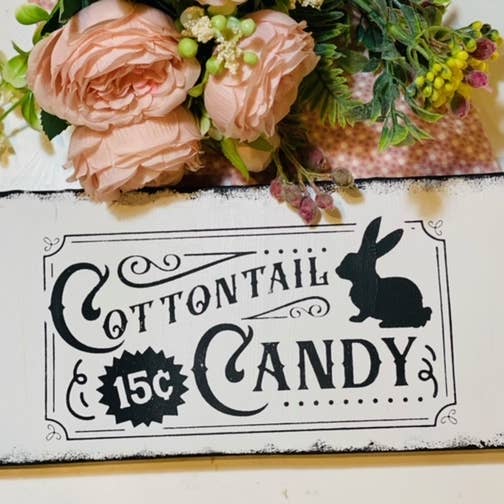 A Gnome on the Roam - Wholesale Sign - Fun Easter Sign, Cottontail Candy shelf sitter 11x5, spring