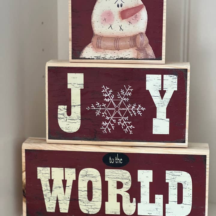 Coffret de blocs « Bonhomme de neige » de Joy to the World pour la vente par Thompsons Handmade Country LLC