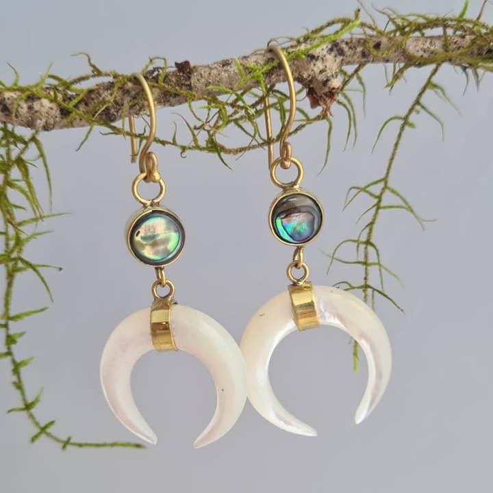 Moon Goddess Earrings - White for wholesale by Feather Tribe