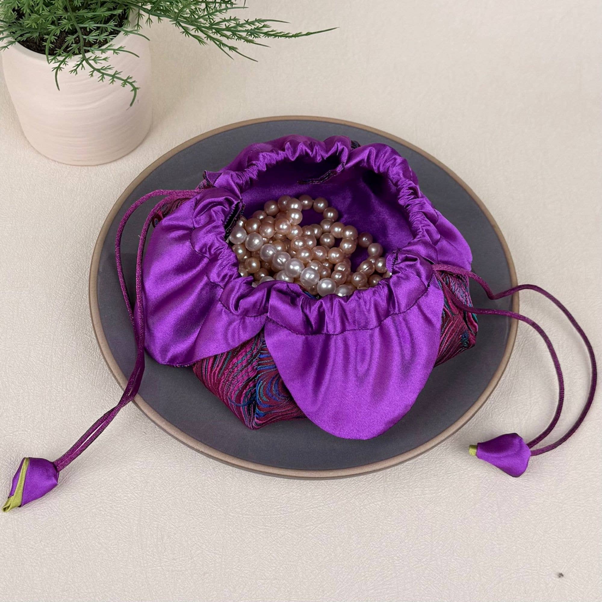 Cathayana - Wholesale Gift Bag - Peacock Brocade Flower Pouch – Jewelry & Gift Bag7