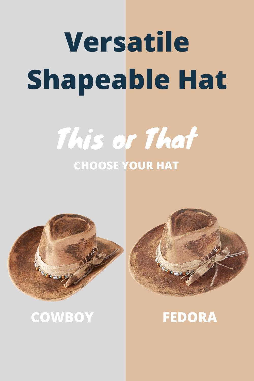 MiMi Wholesale - Wholesale Cowboy Hat - Women's - MH0277 Carrie Vintage Shapeable Cowboy/Fedora Hat1