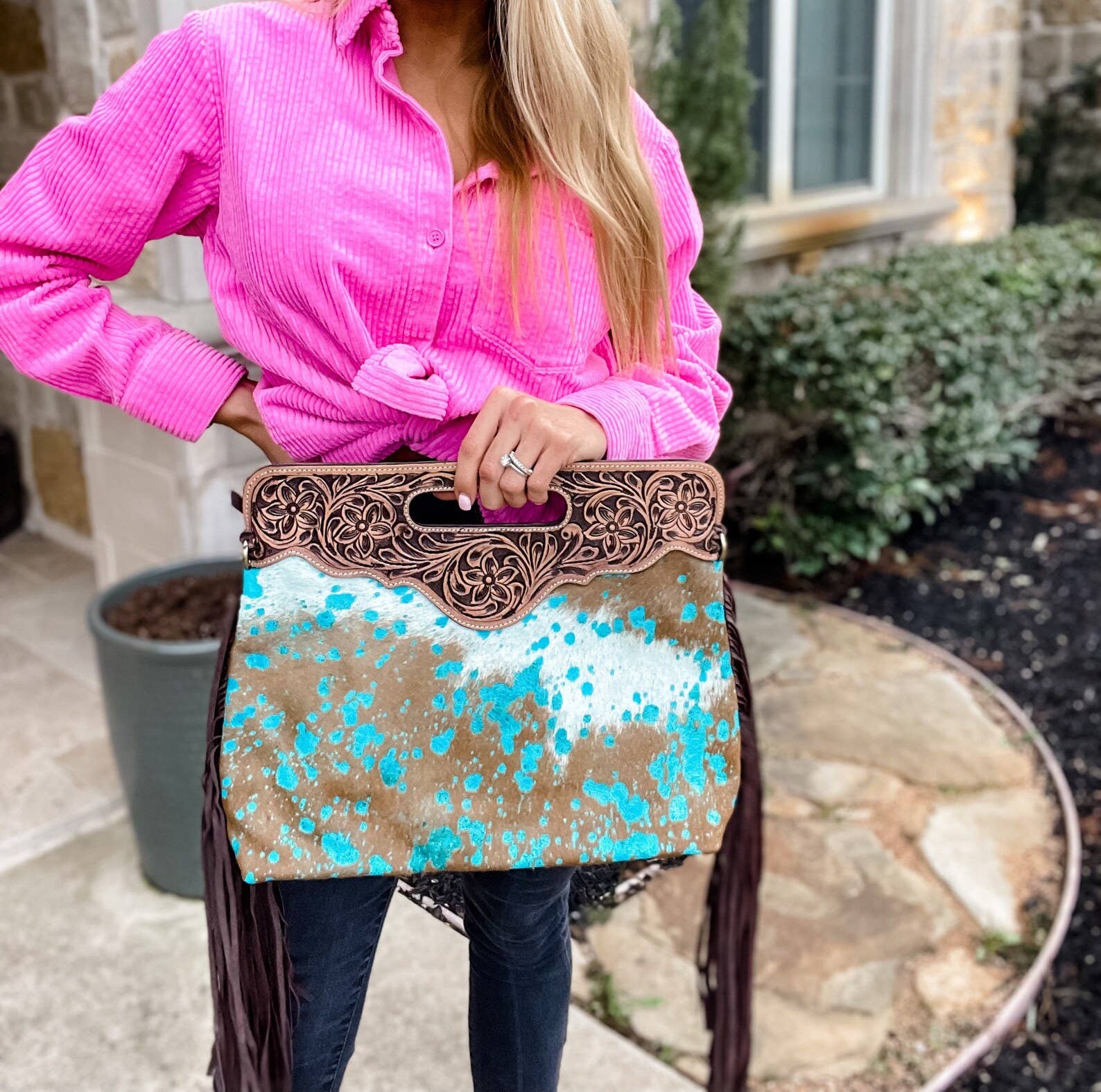 Boho Ranch Shop - Wholesale Crossbody Bag - Women's - The Maggie - Hand Tooled Leather Cowhide Crossbody Purse Bag19