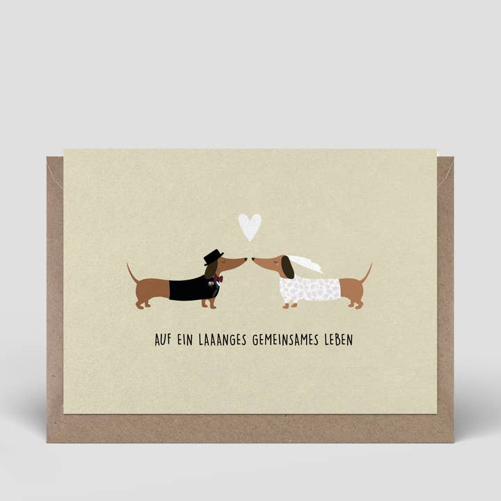 Klappkarte - Hochzeitskarte - Dackel Brautpaar - Nr. 262 für den Großhandel von Naturbedacht
