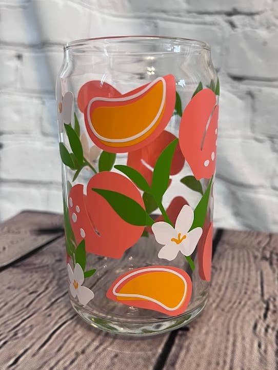 Perzik bierblikje met bloemenprint voor wholesale door Olivia Reagan Designs