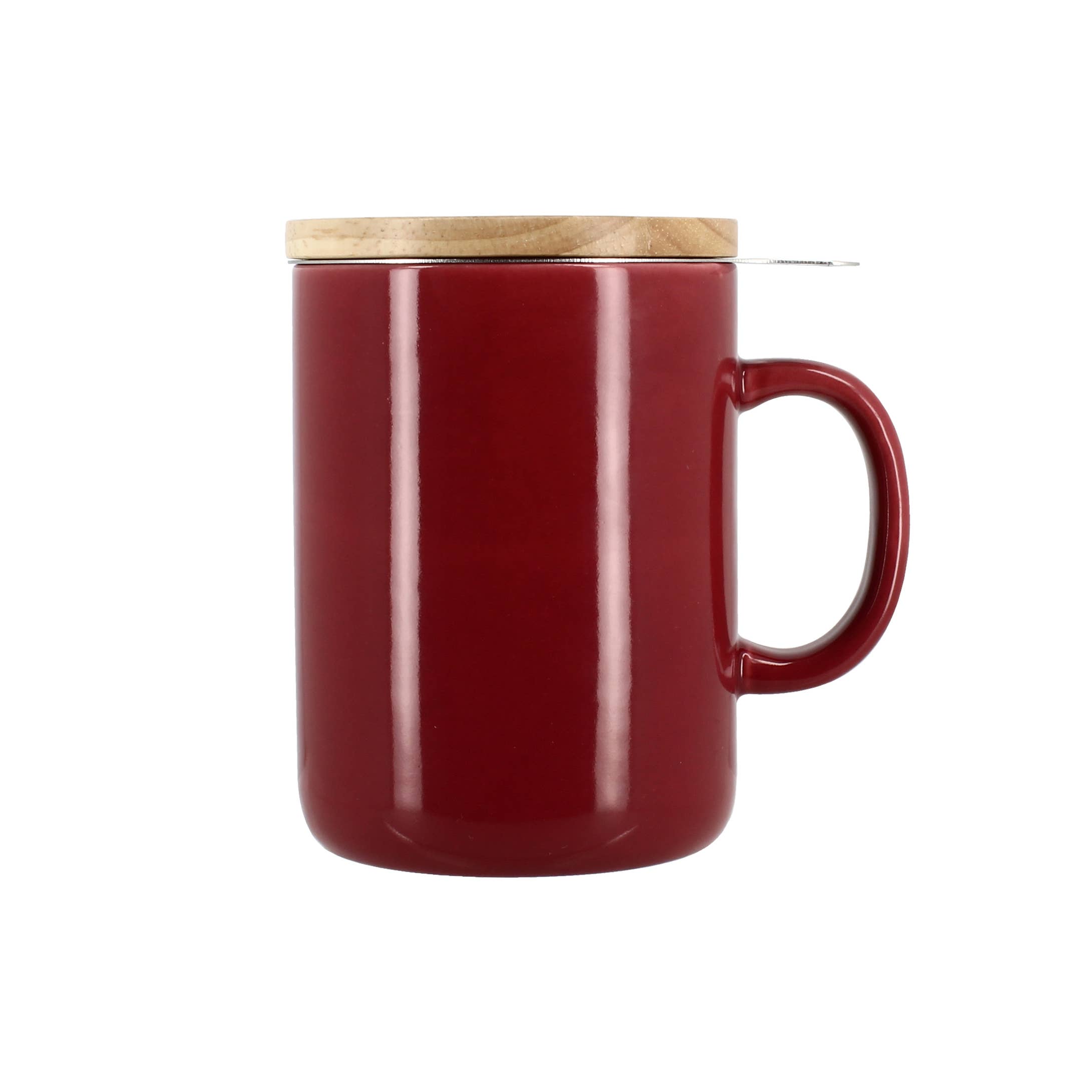 Novastyl - Wholesale Tea Pot - Anna 350ml magenta stoneware tea pot with wooden lid1