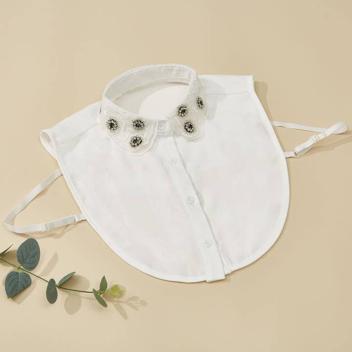 Floral Details Detachable Cotton Collar 7731 for wholesale by PEACH ACCESSORIES