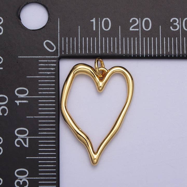 Aim Eternal - Wholesale Individual Charm/Pendant - Gold Geometric Open Heart Minimalist Charm | AC0231