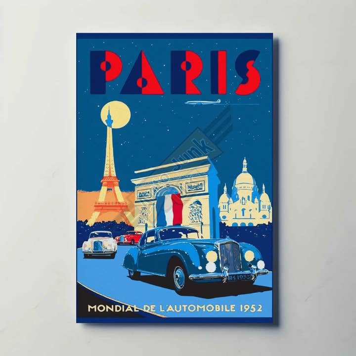 Paris Mondial de L'Automobile Metal Travel Poster for wholesale by Auto Junk UK Ltd