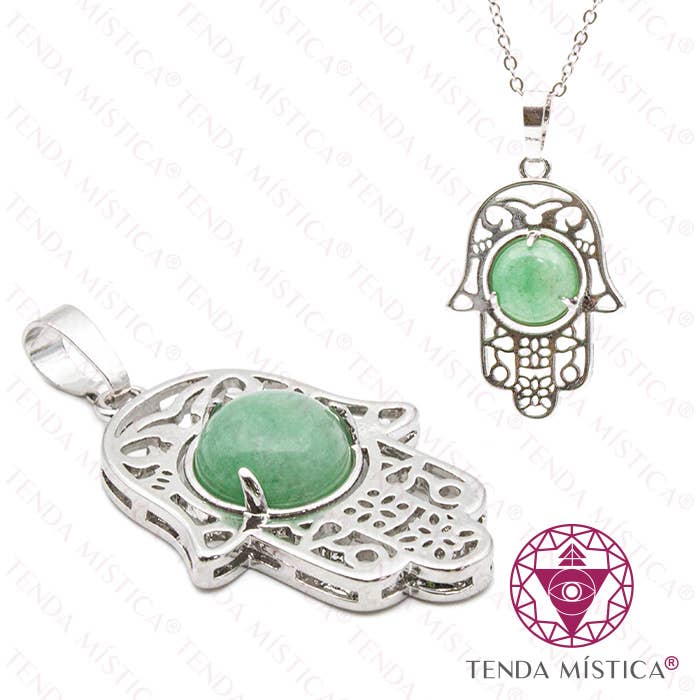 Tenda Mística - Wholesale Pendant/Charm Necklace - Hamsa Pendant Green Quartz