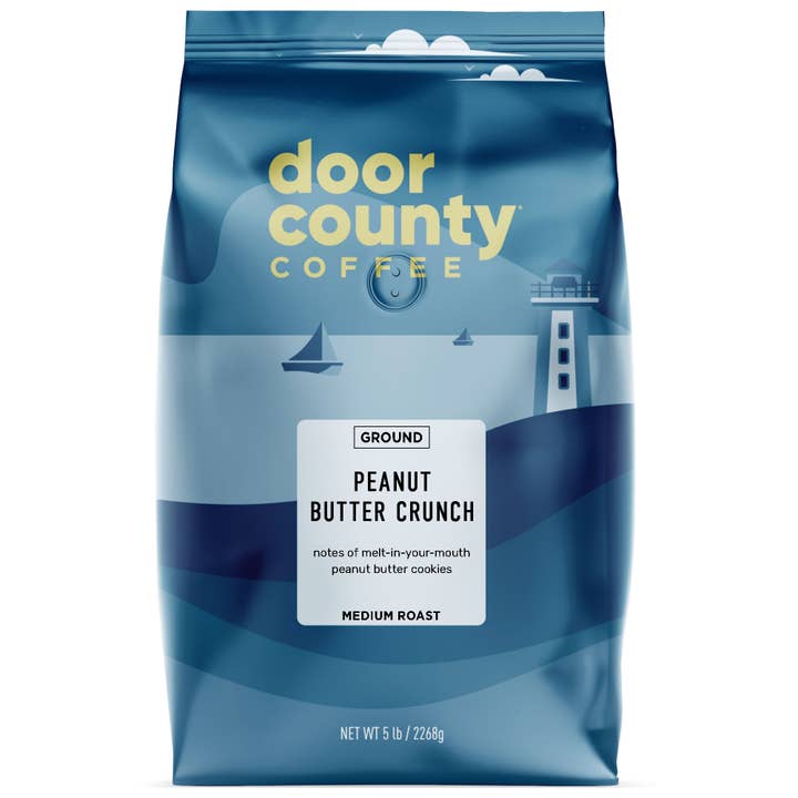 Door County Coffee - Vendita all'ingrosso Caffè macinato - 5lb burro di arachidi crunch aromatizzato caffè macinato medio arrosto