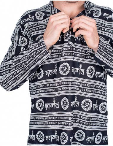 Black Men's Ethnic Print Shirt for wholesale on Faire1