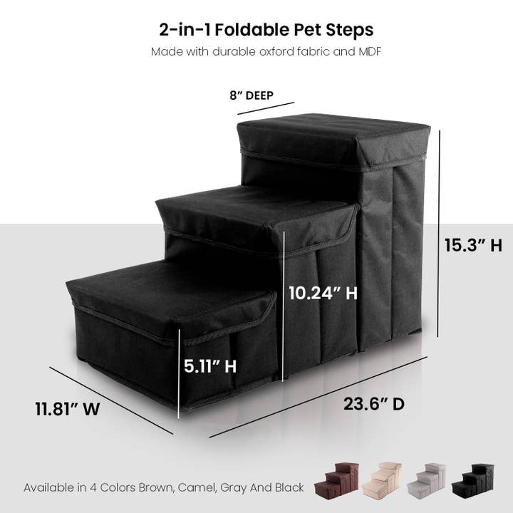 Precious Tails - Vente Escalier et rampe – chat et chien - Étapes de rangement pliables Home Base en 3 étapes pour animaux de compagnie25