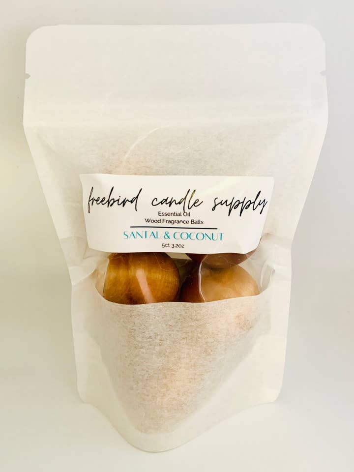 Santal & Coconut - Scented Wood Balls Essential Oil Blend for wholesale by FreeBird Candle Supply