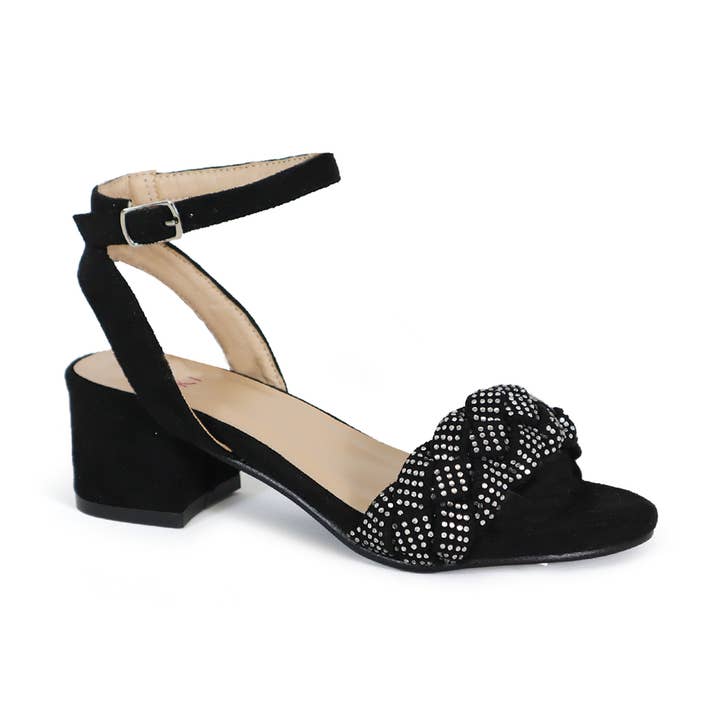 YOKI Girls Braided Rhinestone Heeled Sandals Dress Shoe for wholesale by Yoki Girls