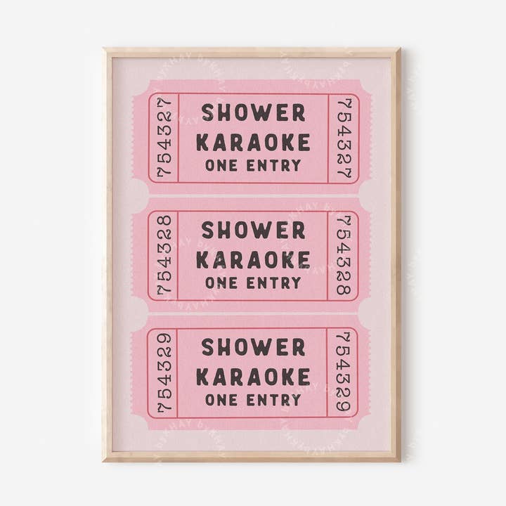 Shower Karaoke Ticket Print Pink for wholesale by byKHAY