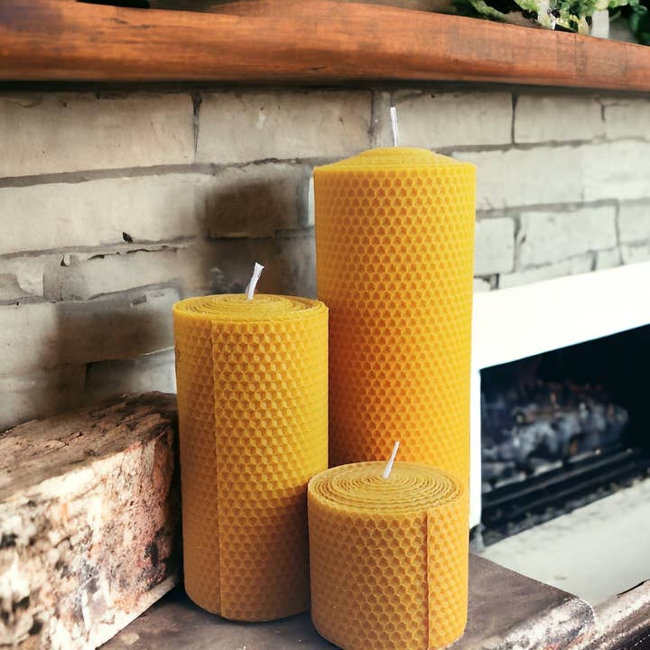 Juego de velas XXL/Velas en forma de tronco de cera de abeja en forma de panal /Regalo para Navidad/Vela de cera de abeja 100% pura/Conjuntos de velas en forma de panal de abeja/ para venta al por mayor de Xeva Candle Desing LLC