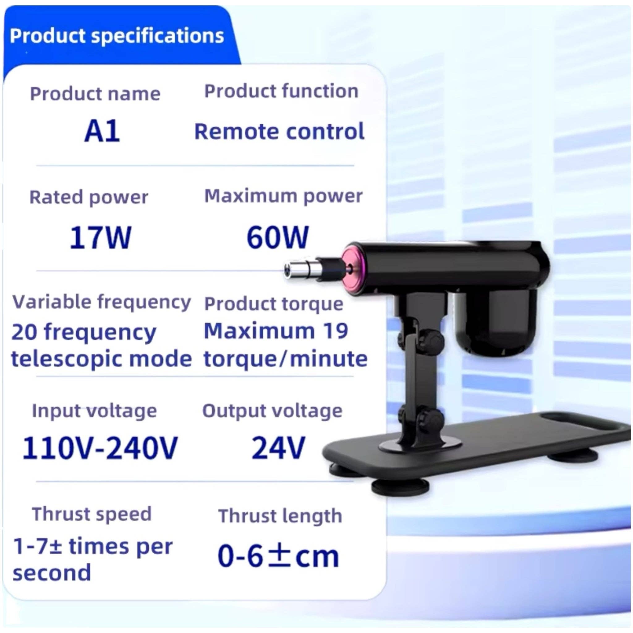 Kinky Pleasure - Wholesale Sex Toy - Kinky Pleasure - AX107 - Fuck Machine with Crystal Dildo Attachment - Remote Control - Includes 2 Attachments3