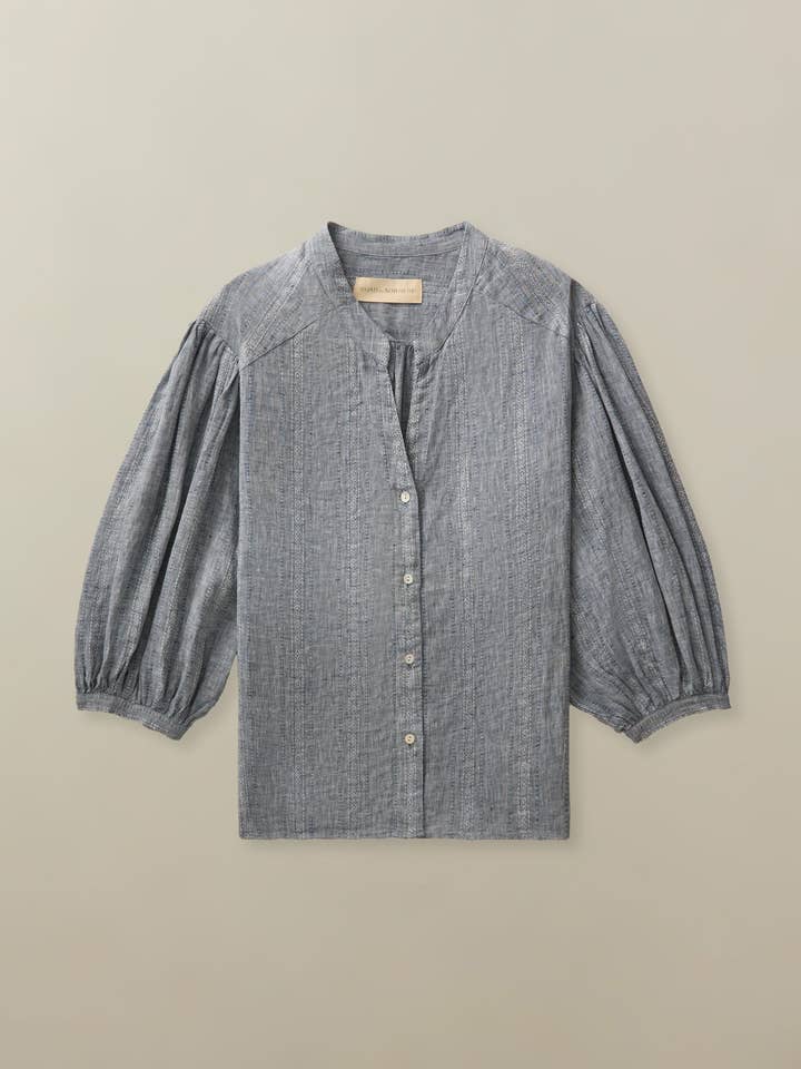 Women's Edith Blouse in Linen Jacquard for wholesale by Road to Nowhere Clothing