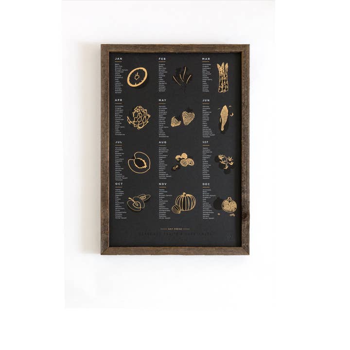 Young America Creative - Wholesale Art Print - Fruit and Vegetable Foil Pressed Print - Ebony1