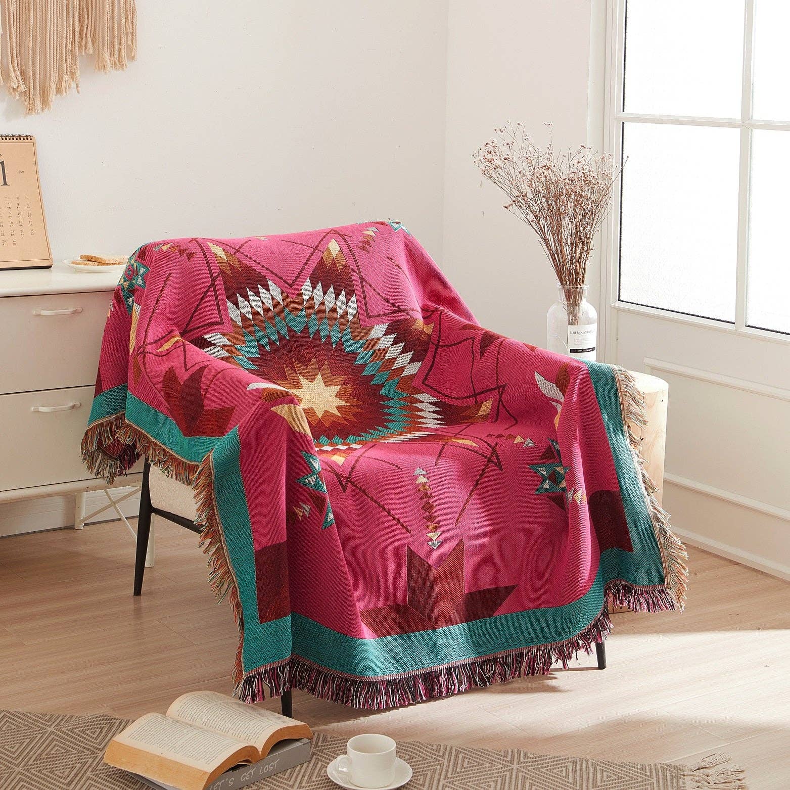 Linen Mart - Wholesale Throw Blanket - Woven Native Star Throw14