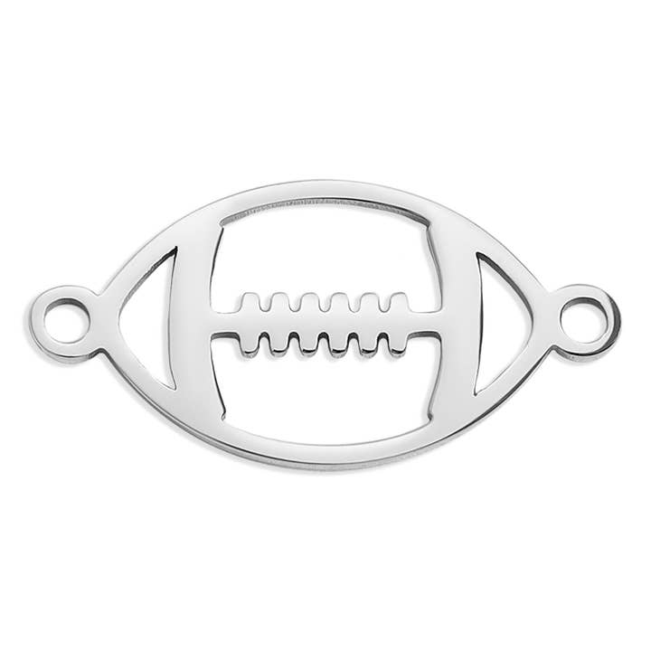 WJW - Wholesale Individual Charm/Pendant - 18K Gold PVD Stainless Steel Football Connector Charm