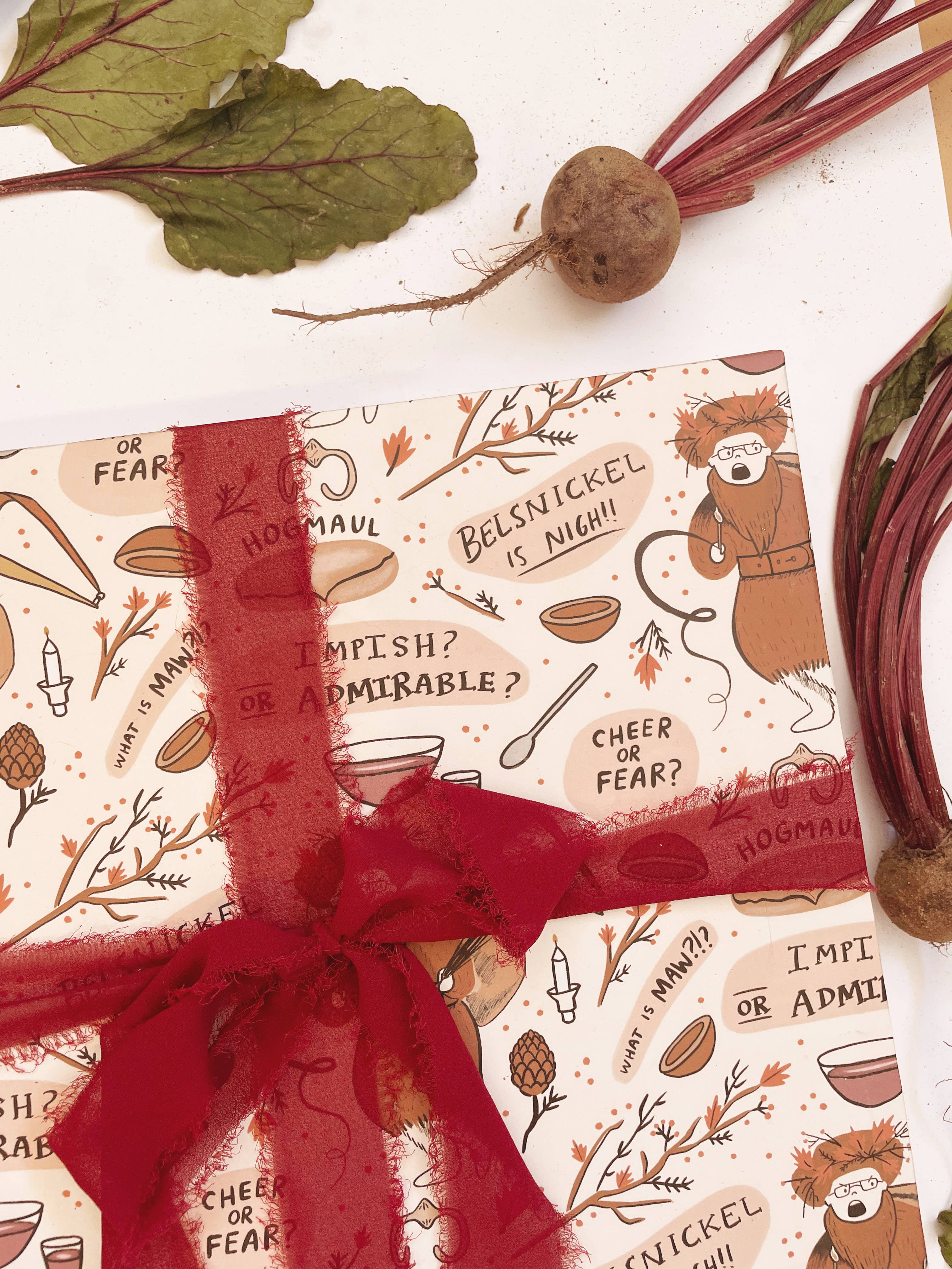 Abbie Ren Illustration – Großhandel Geschenkpapierrolle – Belsnickel is Nigh Christmas Geschenkpapier, 3-Blatt-Rolle2