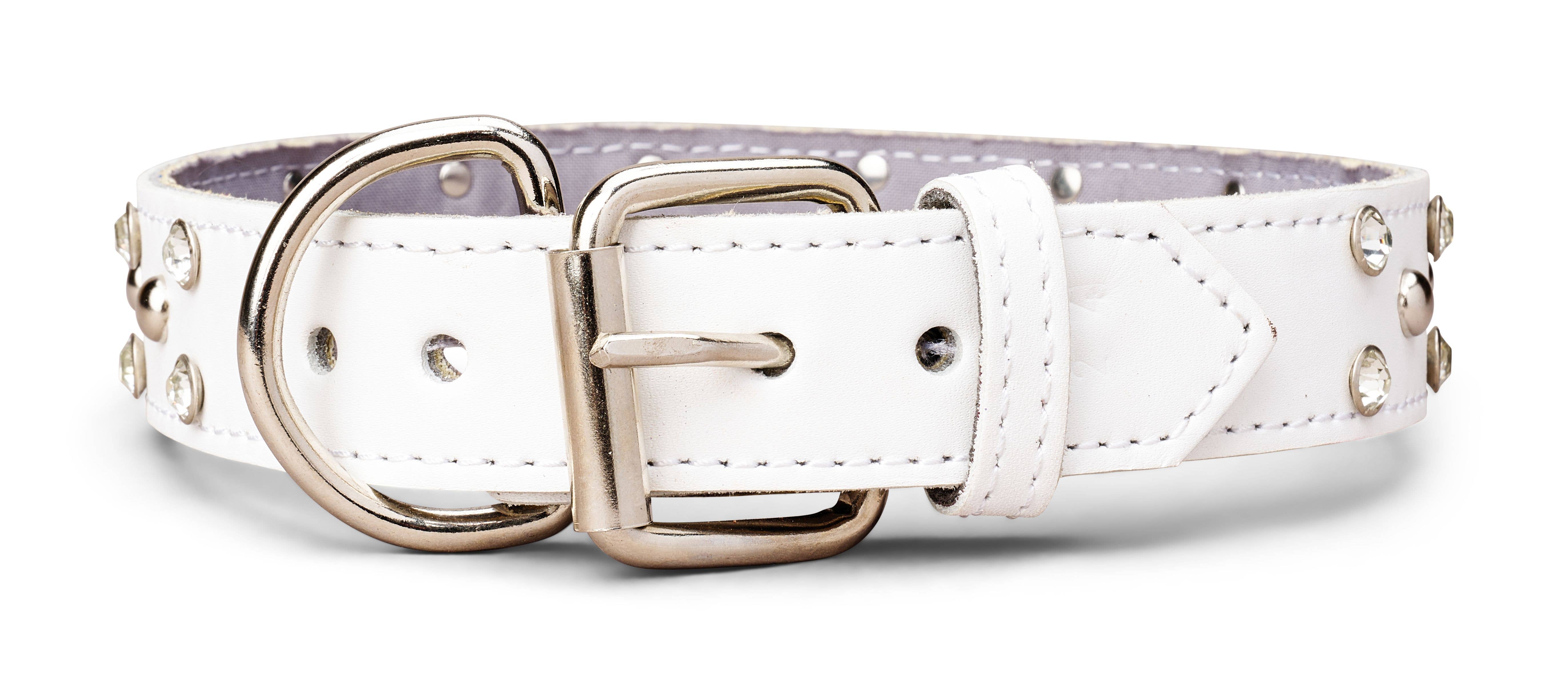 TOP DOG BRAND INC - Venta al por mayor Collar - Perros - Collar de cuero de 1 3/8 pulgadas con diamantes de imitación transparentes y tachuelas7