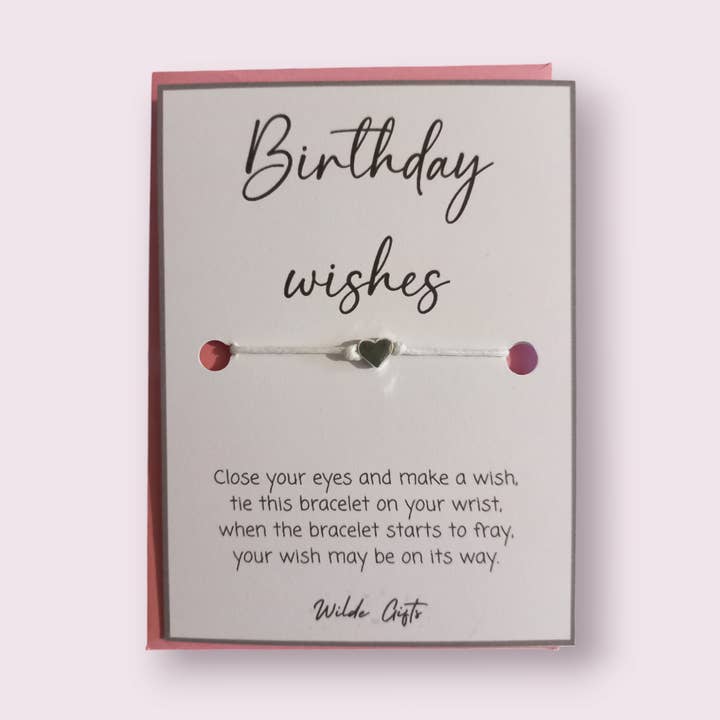 Birthday Wishes armbånd med farvet kuvert for engroshandel hos Wilde Gifts UK