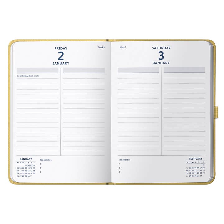 Busy B - Wholesale Journal/Diary - Mid-Year Dual Schedule Day a Page Diary 2025/26 - Faux Cover