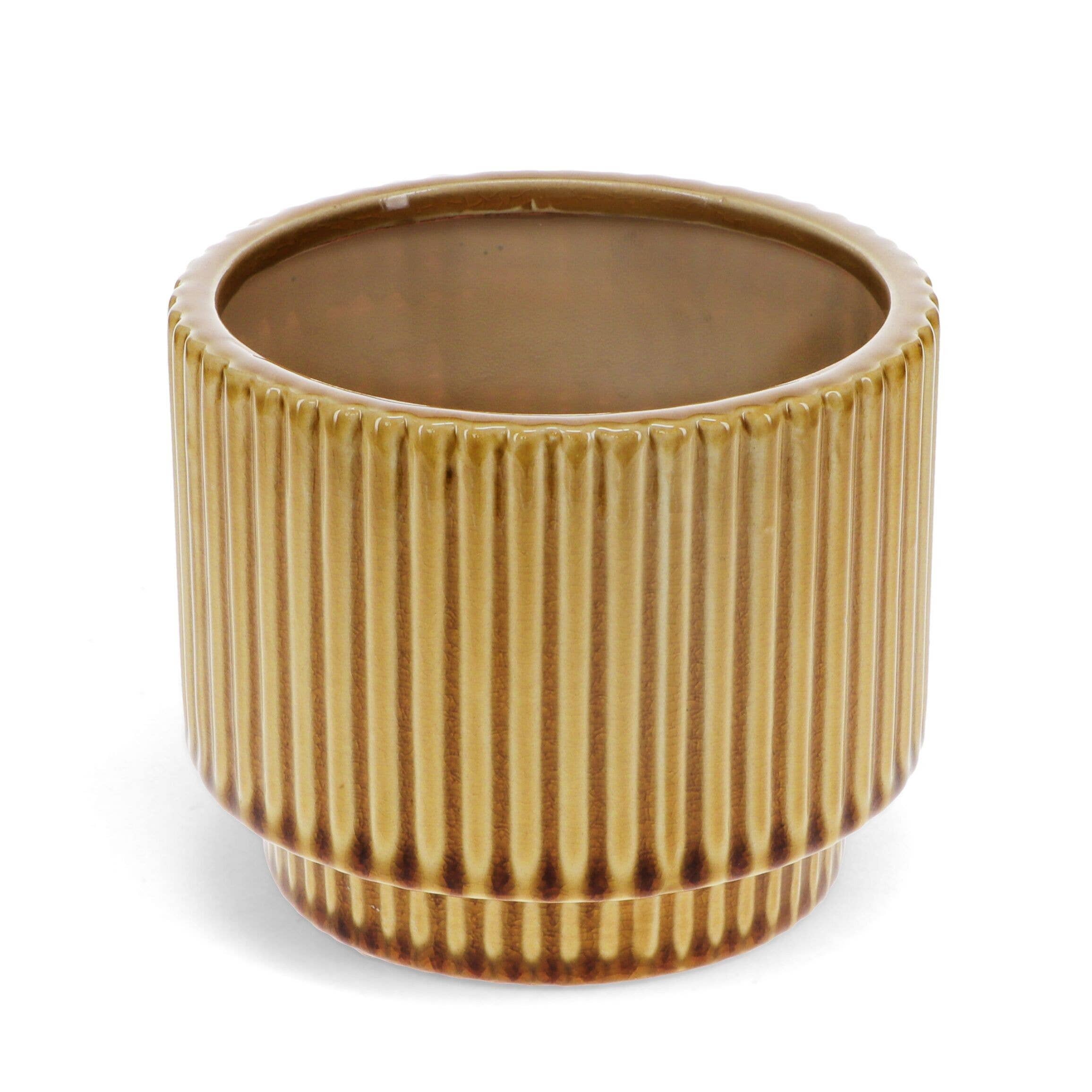 Rex B2B - UK - Wholesale Plant Pot - Ridged Plant Pot - Mustard