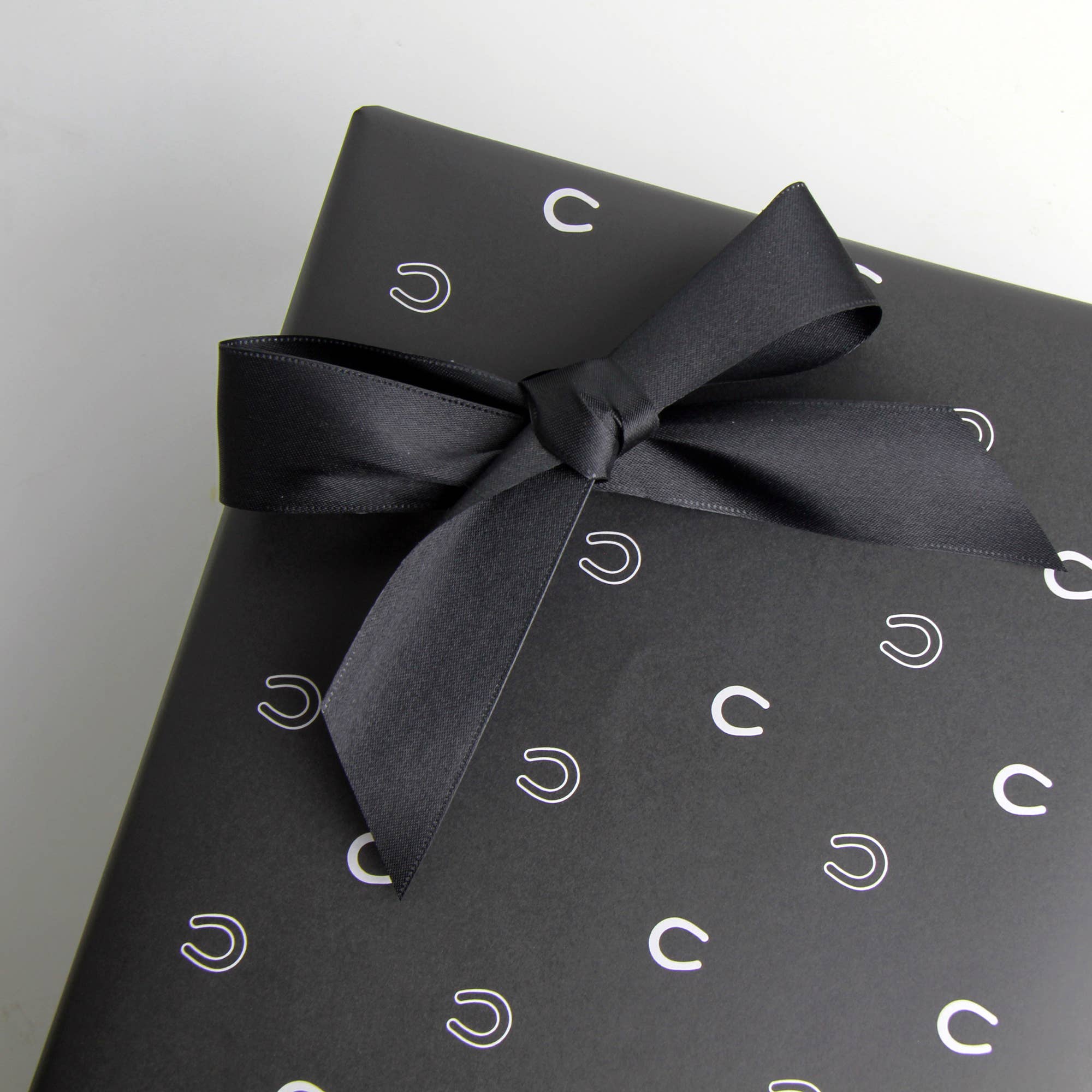 Hunt Seat Paper Co. - Wholesale Wrapping Paper Roll - Lucky Slate Equestrian Horseshoe Gift Wrap Paper in Roll4