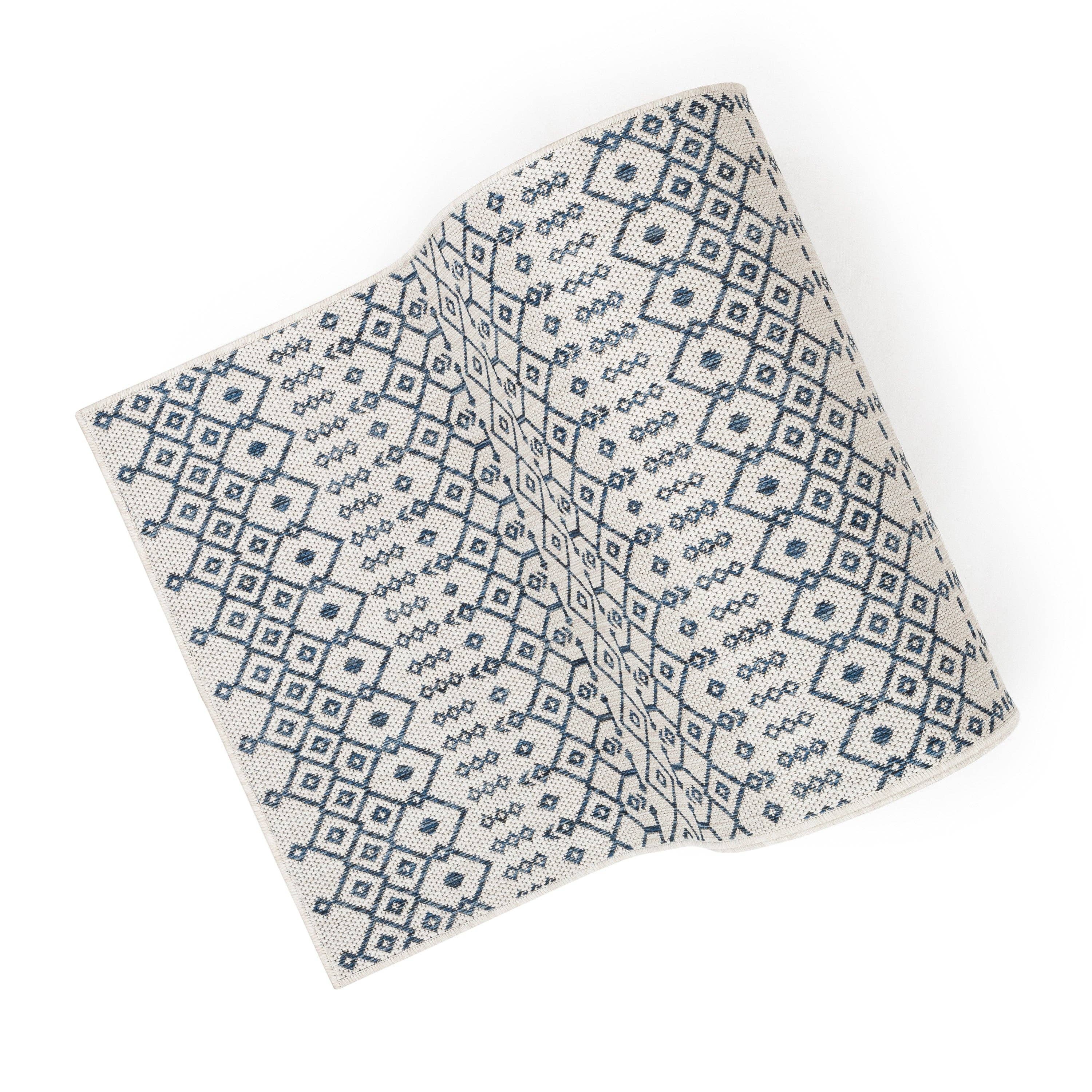 Well Woven - Wholesale Runner Rug - Custom Size Runner Nord Nordic Lattice Pattern Light Blue5