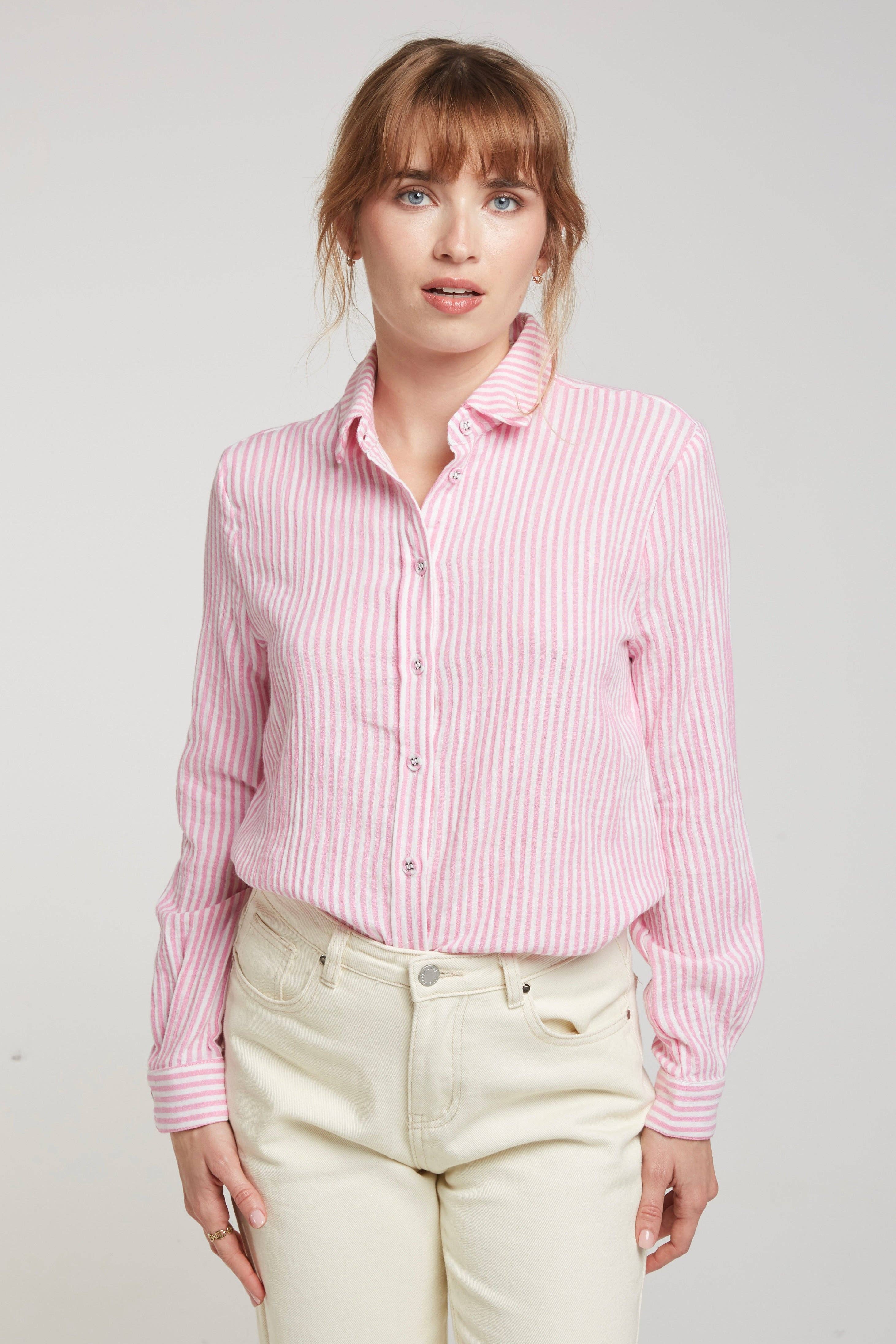 Andy & Lucy – Engroshandel Skjorte - Dame – HEATHER - stribet bomuldsgaze-skjorte4