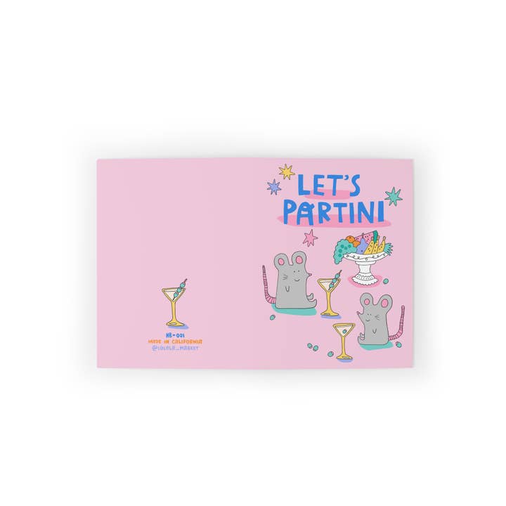 LOLALA - Wholesale Birthday Card - Let's Partini - Birthday Card (Martini Mice)4