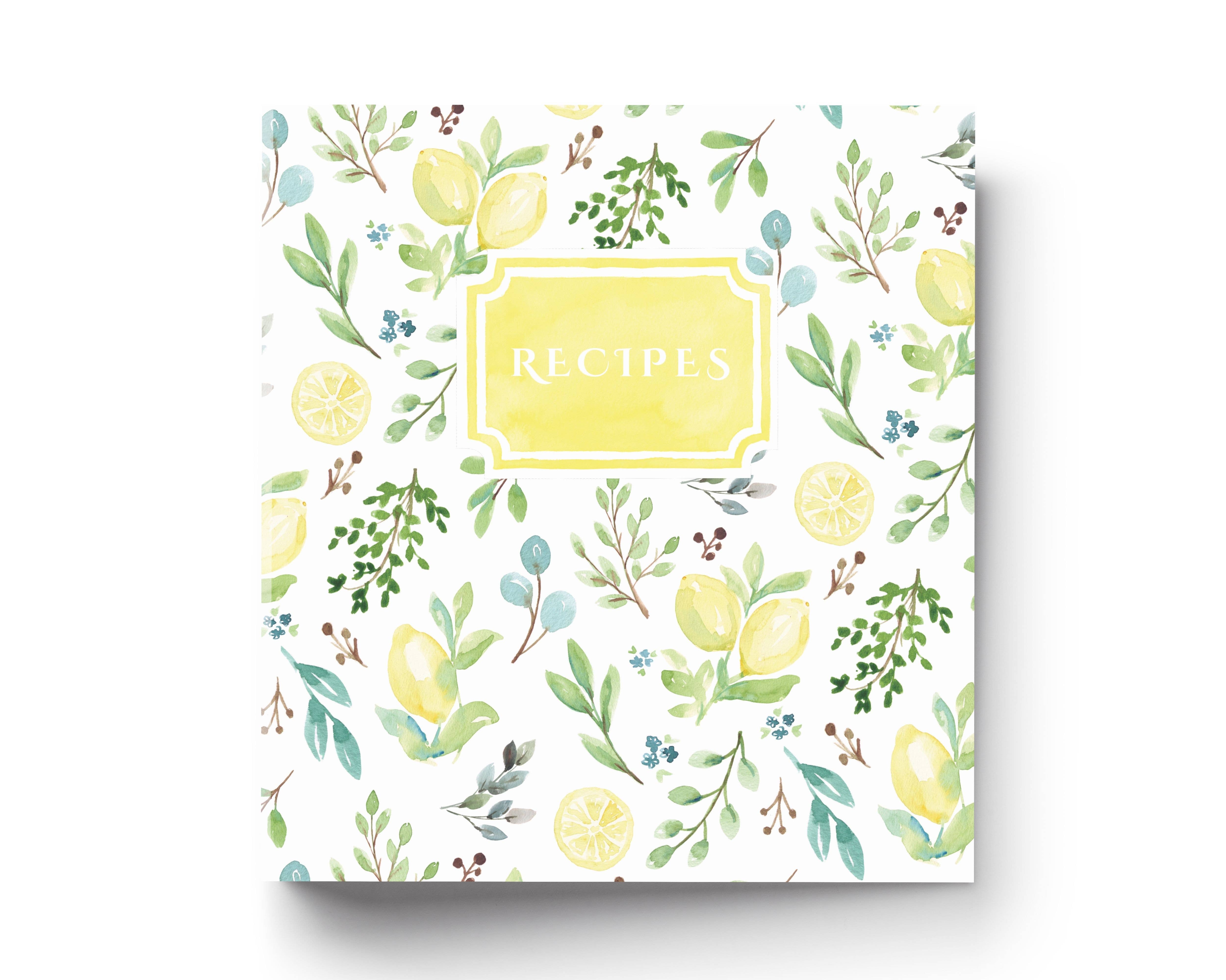 Rural Girl Studio - Wholesale Binder - Recipe Binder - watercolor lemon greenery design | Lemons