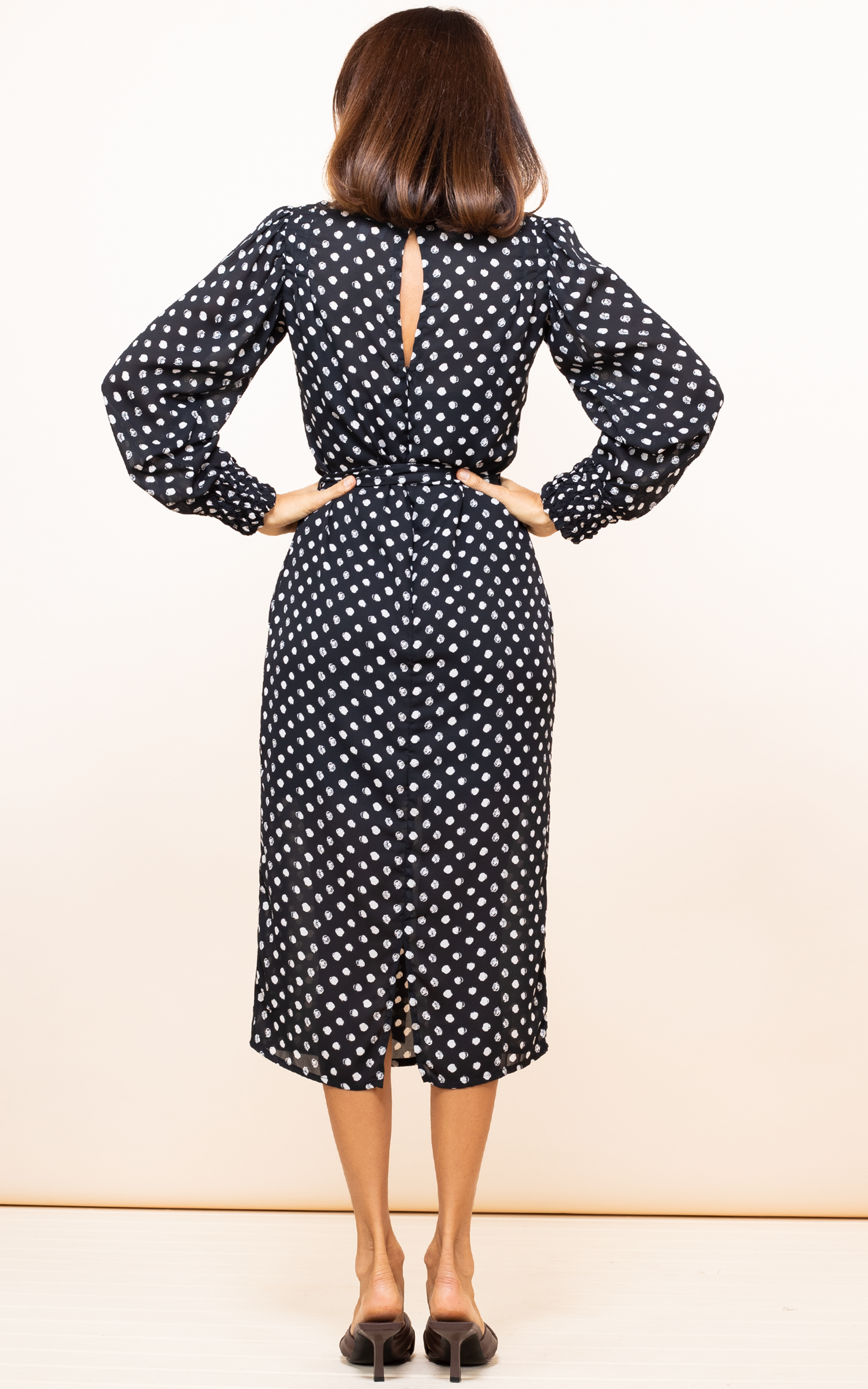 REMOVED BRAND - Wholesale Dress - Women's - Sabina Midi Dress - Black Dotty5