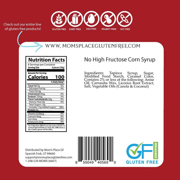 Mom's Place Gluten Free - Wholesale Licorice - Gluten-Free Black Licorice